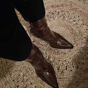Brown Patent Leather Boots